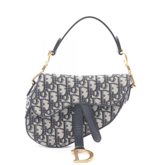 Dior Handbags - Dior Saddle Bag Oblique Jacquard Handbag Canvas Leather Ivory White Navy Blue